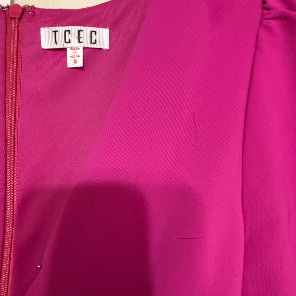 TCEC Magenta Puff-Sleeve Wrap Mini Dress - Picture 3 of 3